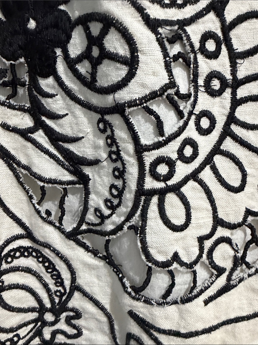 Cream Embroidered Short Sleeve Blouse with Black Floral Detail - Picture 4 of 7